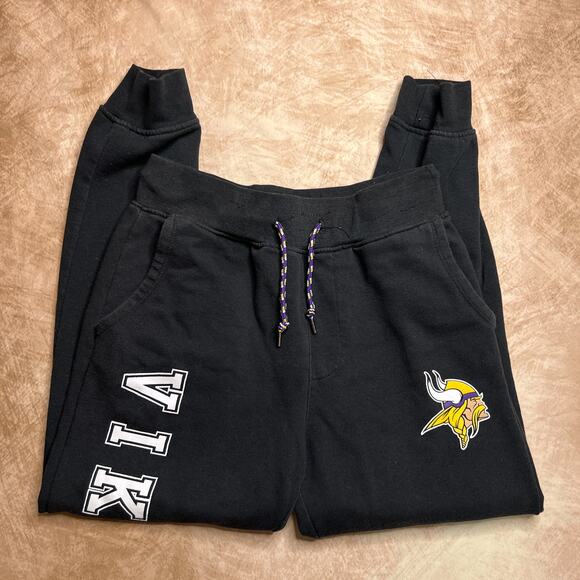 NFL Team Apparel Minnesota Vikings Logo Sweatpants Joggers Black Sporty Football - Picture 7 of 7